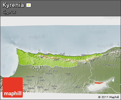 Physical 3D Map of Kyrenia, semi-desaturated