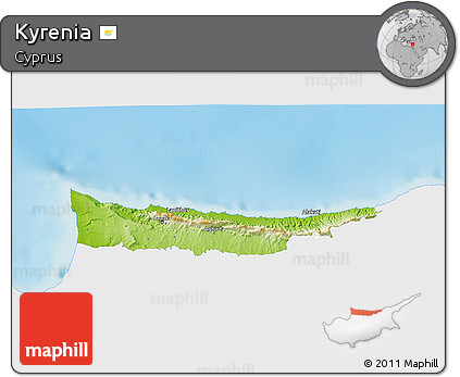 Physical 3D Map of Kyrenia, single color outside