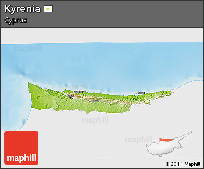 Physical 3D Map of Kyrenia, single color outside