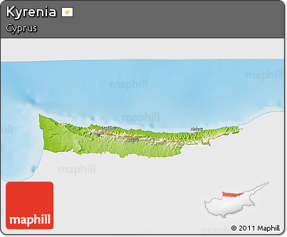 Physical 3D Map of Kyrenia, single color outside