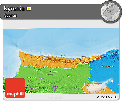 Political 3D Map of Kyrenia