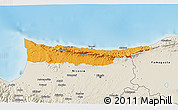 Political 3D Map of Kyrenia, shaded relief outside