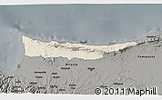 Shaded Relief 3D Map of Kyrenia, darken, semi-desaturated