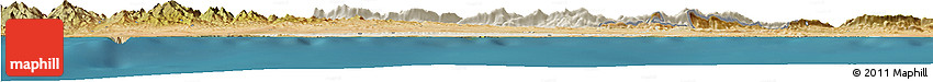 Shaded Relief Horizon Map of Kyrenia, satellite outside