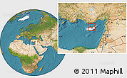 Satellite Location Map of Kyrenia, highlighted country, within the entire country