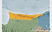 Political Map of Kyrenia, semi-desaturated