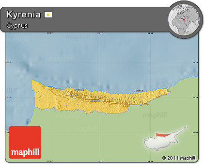 Savanna Style Map of Kyrenia, single color outside