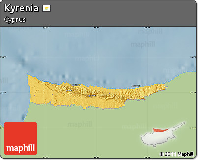 Savanna Style Map of Kyrenia, single color outside