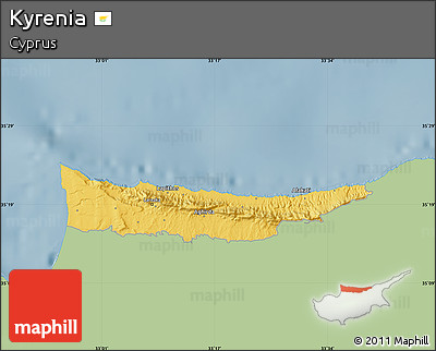 Savanna Style Map of Kyrenia, single color outside