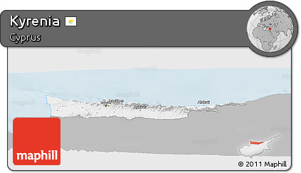 Gray Panoramic Map of Kyrenia, single color outside