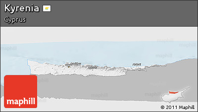 Gray Panoramic Map of Kyrenia, single color outside