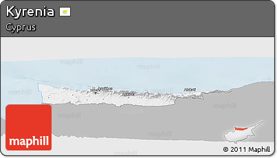 Gray Panoramic Map of Kyrenia, single color outside