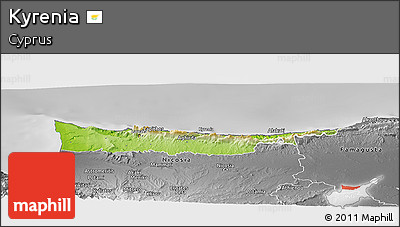Physical Panoramic Map of Kyrenia, desaturated