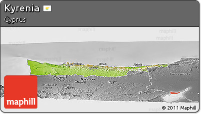 Physical Panoramic Map of Kyrenia, desaturated