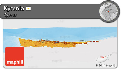 Political Panoramic Map of Kyrenia, single color outside