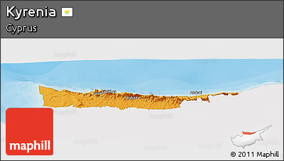 Political Panoramic Map of Kyrenia, single color outside