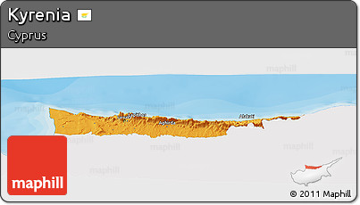 Political Panoramic Map of Kyrenia, single color outside