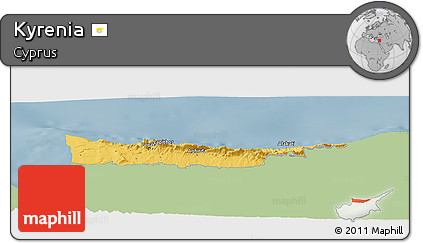 Savanna Style Panoramic Map of Kyrenia, single color outside