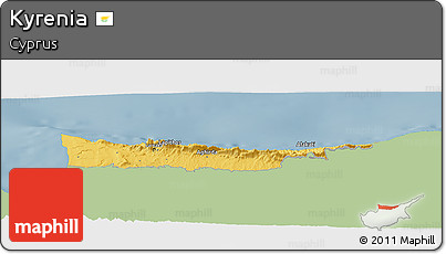 Savanna Style Panoramic Map of Kyrenia, single color outside