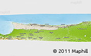 Shaded Relief Panoramic Map of Kyrenia, physical outside