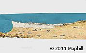 Shaded Relief Panoramic Map of Kyrenia, satellite outside