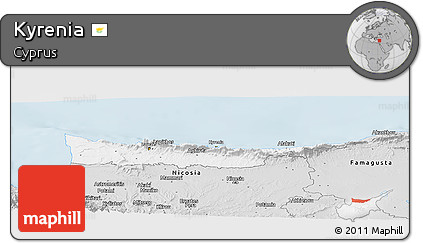 Silver Style Panoramic Map of Kyrenia