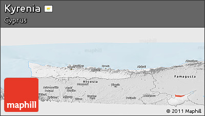 Silver Style Panoramic Map of Kyrenia