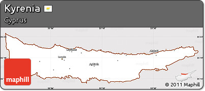 Classic Style Simple Map of Kyrenia, cropped outside