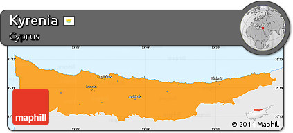 Political Simple Map of Kyrenia, single color outside