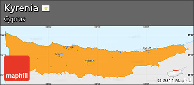 Political Simple Map of Kyrenia, single color outside