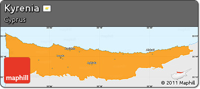 Political Simple Map of Kyrenia, single color outside