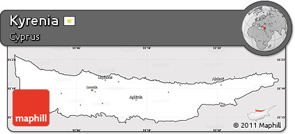 Silver Style Simple Map of Kyrenia, cropped outside