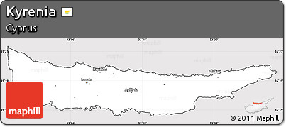 Silver Style Simple Map of Kyrenia, cropped outside