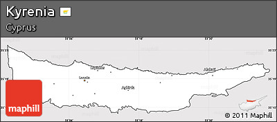 Silver Style Simple Map of Kyrenia, cropped outside