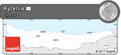 Silver Style Simple Map of Kyrenia