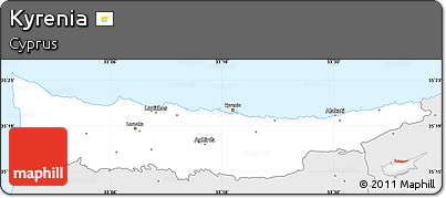 Silver Style Simple Map of Kyrenia
