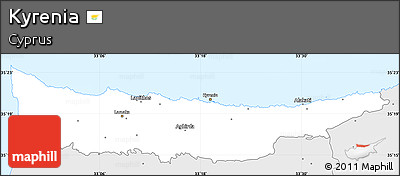Silver Style Simple Map of Kyrenia