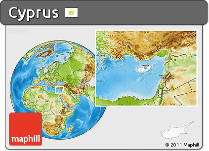 Blank Location Map of Cyprus, physical outside