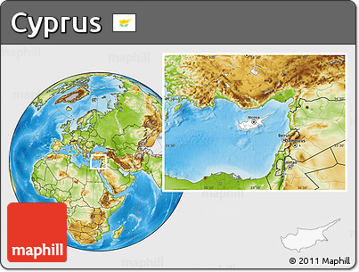 Blank Location Map of Cyprus, physical outside