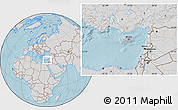 Gray Location Map of Cyprus, lighten, desaturated, land only, hill shading
