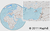 Gray Location Map of Cyprus, lighten, semi-desaturated, land only, hill shading