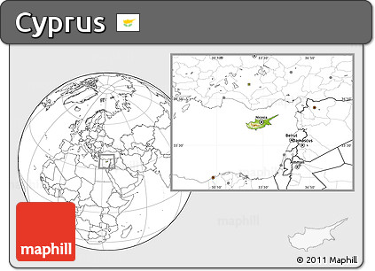 Physical Location Map of Cyprus, blank outside