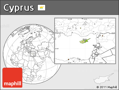Physical Location Map of Cyprus, blank outside