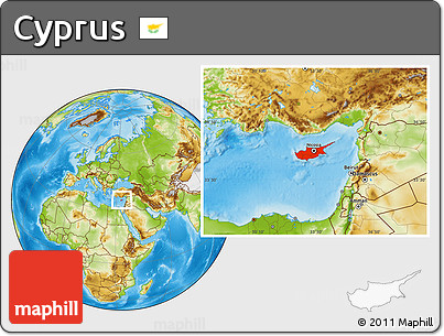 Physical Location Map of Cyprus