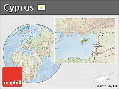 Physical Location Map of Cyprus, lighten