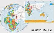 Political Location Map of Cyprus, highlighted continent, within the entire continent