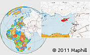 Political Location Map of Cyprus, highlighted continent