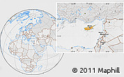 Political Location Map of Cyprus, lighten, desaturated