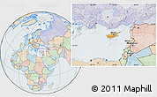 Political Location Map of Cyprus, lighten