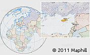 Political Location Map of Cyprus, lighten, semi-desaturated